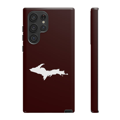 Michigan Upper Peninsula Tough Phone Case (Cherrywood Color w/ UP Outline) | Samsung & Pixel Android