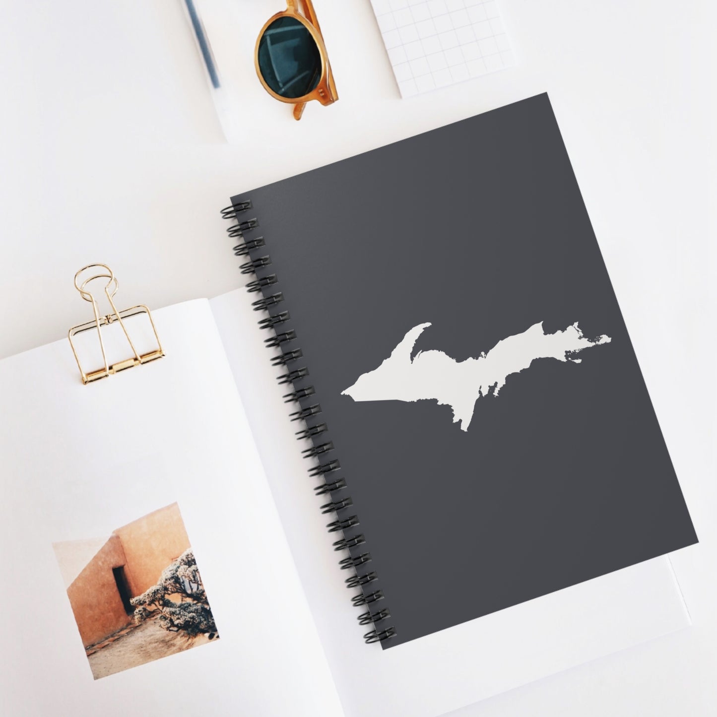 Michigan Upper Peninsula Spiral Notebook (w/ UP Outline) | Iron Ore Grey