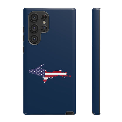 Michigan Upper Peninsula Tough Phone Case (Navy w/ UP USA Flag Outline) | Samsung & Pixel Android