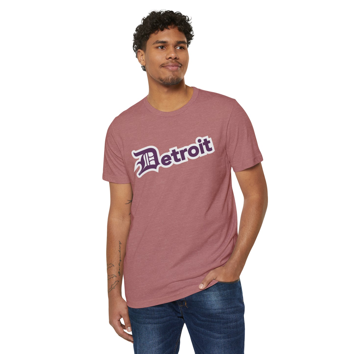 Detroit' T-Shirt (Plum Old English 'D') | Unisex Recycled Organic