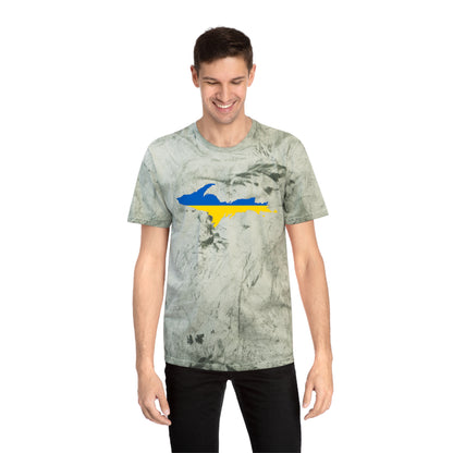 Michigan Upper Peninsula T-Shirt (w/ UP Ukraine Flag Outline) | Unisex Color Blast