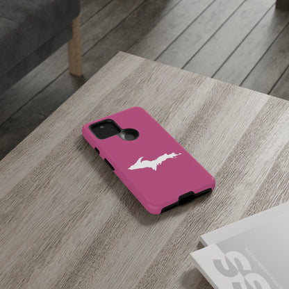 Michigan Upper Peninsula Tough Phone Case (Apple Blossom Pink w/ UP Outline) | Samsung & Pixel Android