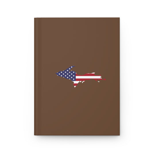 Michigan Upper Peninsula Hardcover Journal (w/ UP USA Flag) | Ruled - Coffee Color