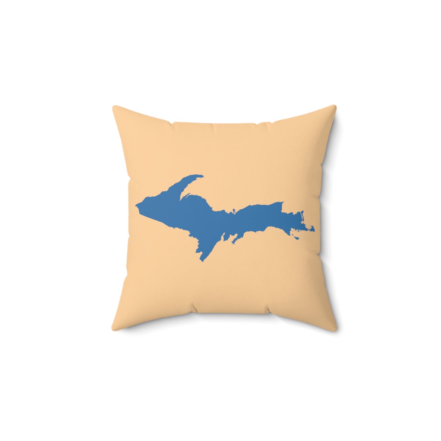 Michigan Upper Peninsula Accent Pillow (w/ UP Outline) | Pale Apricot