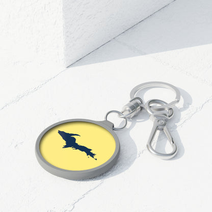 Michigan Upper Peninsula Keyring (w/ Navy UP Outline) | Cherry Yellow