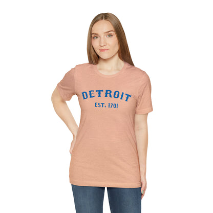 'Detroit EST. 1701' T-Shirt (Azure Ballpark Font) | Unisex Standard