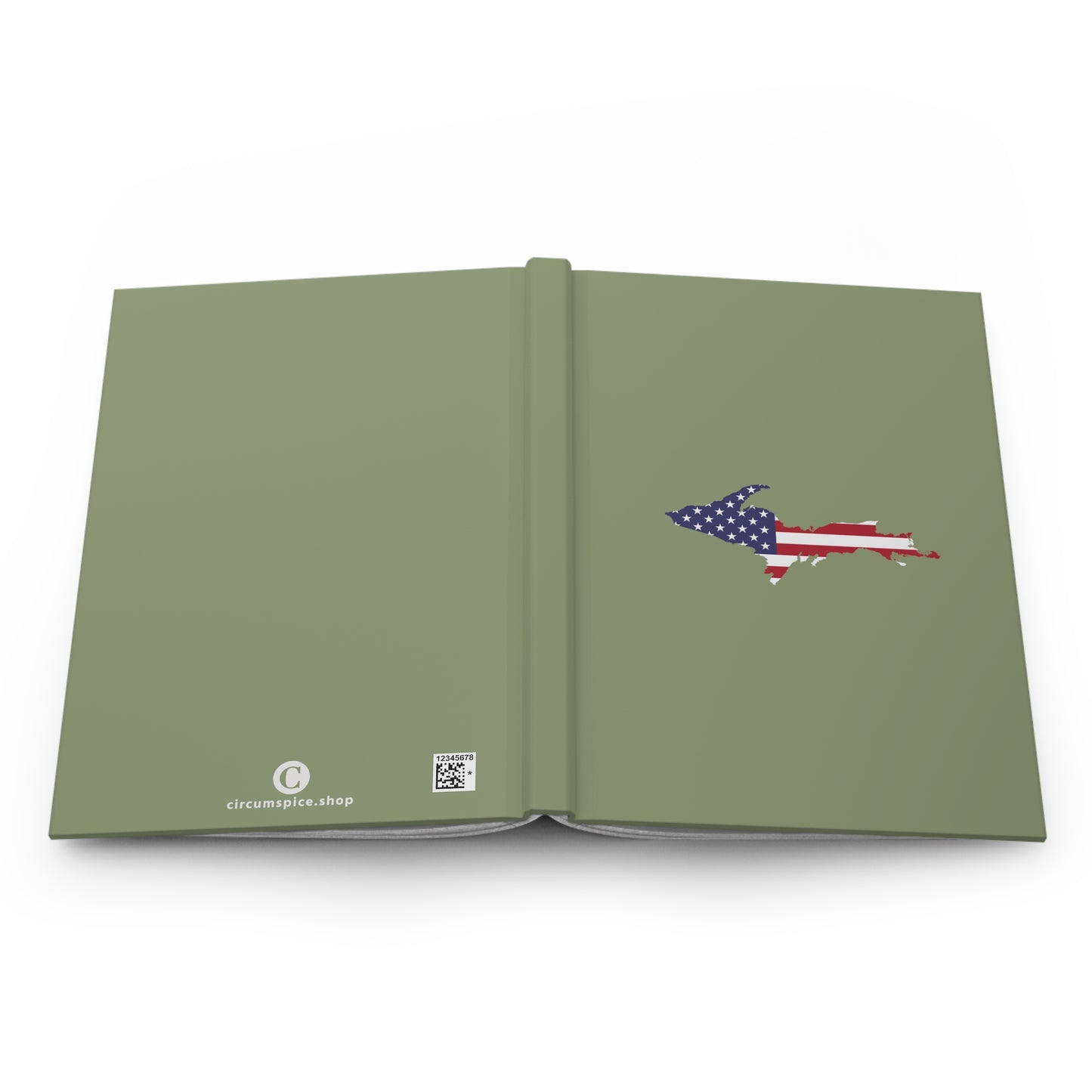 Michigan Upper Peninsula Hardcover Journal (w/ UP USA Flag) | Ruled - Beachgrass Green