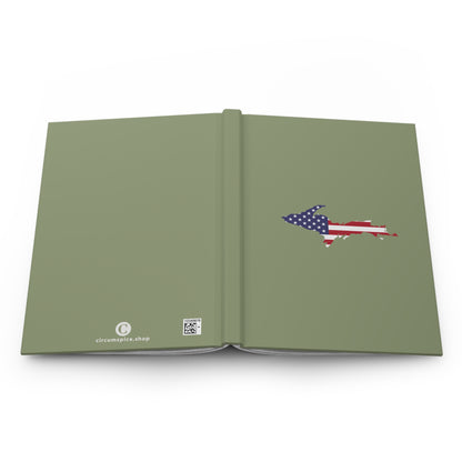 Michigan Upper Peninsula Hardcover Journal (w/ UP USA Flag) | Ruled - Beachgrass Green