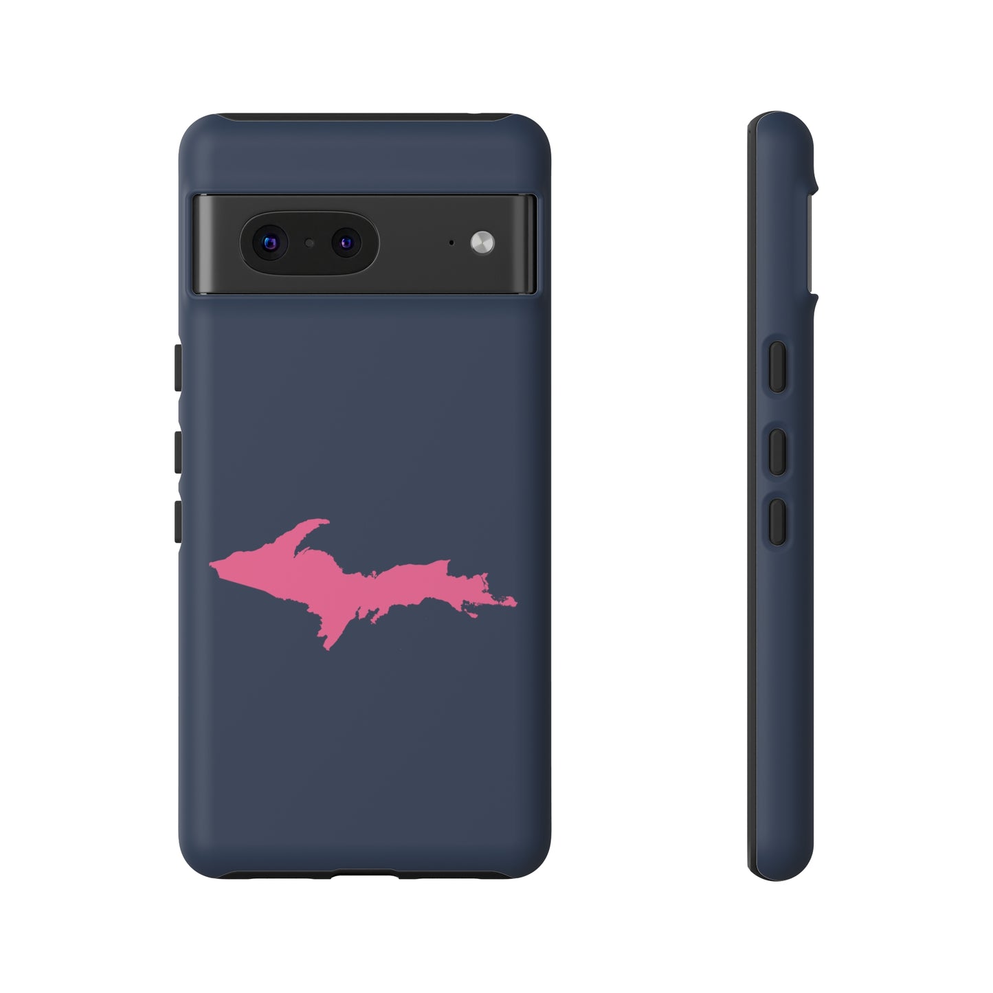 Michigan Upper Peninsula Tough Phone Case (Navy w/ Pink UP Outline) | Samsung & Pixel Android