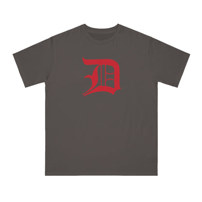 Detroit 'Old English D' T-Shirt (Aliform Red) | Unisex Organic