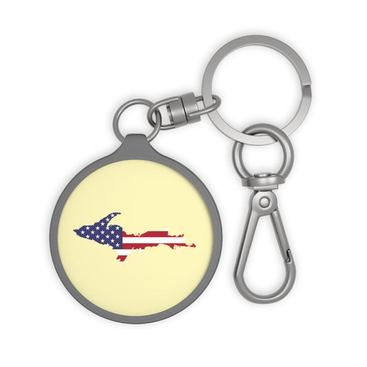 Michigan Upper Peninsula Keyring (w/ UP USA Flag) | Canary Yellow