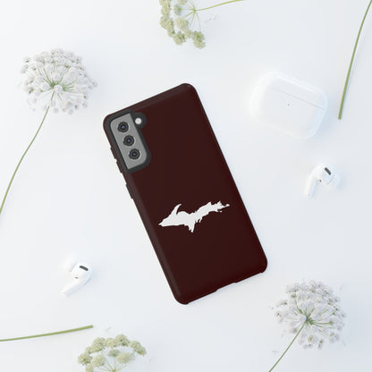 Michigan Upper Peninsula Tough Phone Case (Cherrywood Color w/ UP Outline) | Samsung & Pixel Android