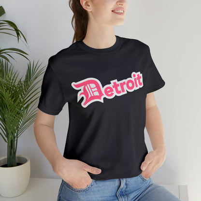 'Detroit' T-Shirt (Rhodochrosite Pink w/ Old English 'D') | Unisex Standard