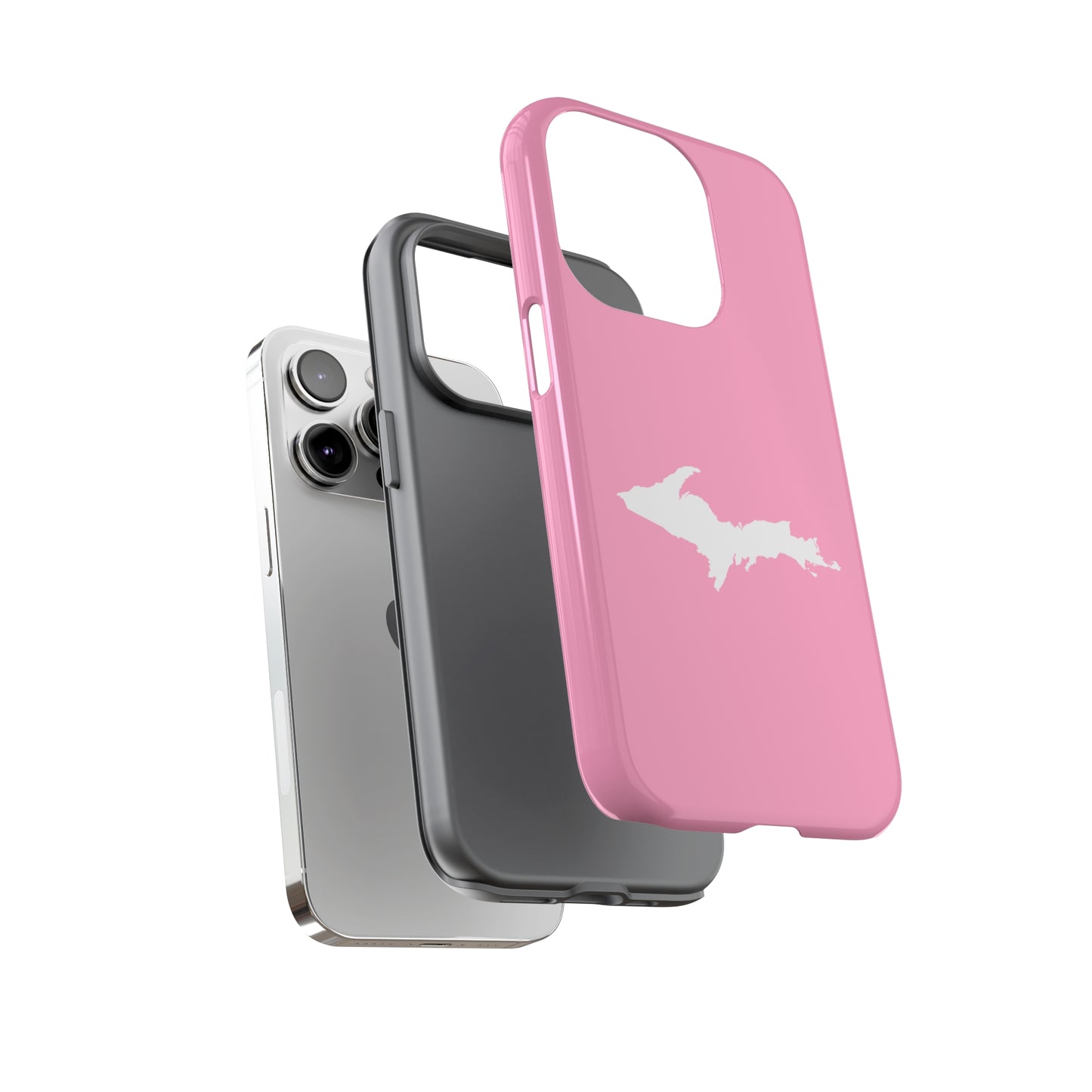 Michigan Upper Peninsula Tough Phone Case ('67 Caddie Pink w/ UP Outline) | Apple iPhone