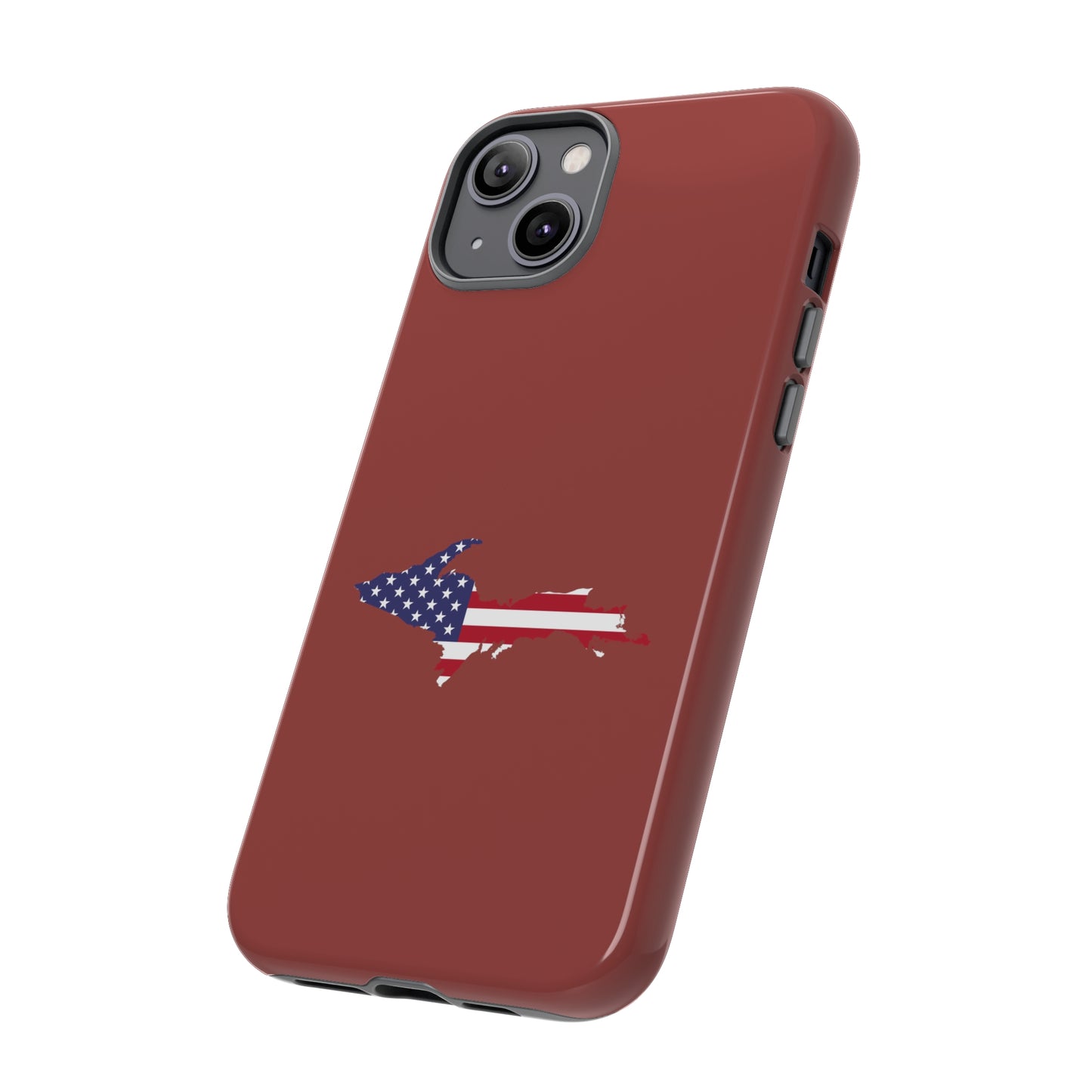 Michigan Upper Peninsula Tough Phone Case (Ore Dock Red w/ UP USA Flag Outline) | Apple iPhone