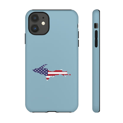 Michigan Upper Peninsula Tough Phone Case (Opal Blue w/ UP USA Flag Outline) | Apple iPhone