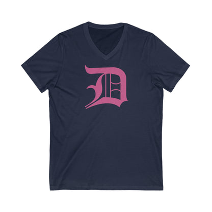 Detroit 'Old English D' T-Shirt (Apple Blossom Pink) | Unisex V-Neck