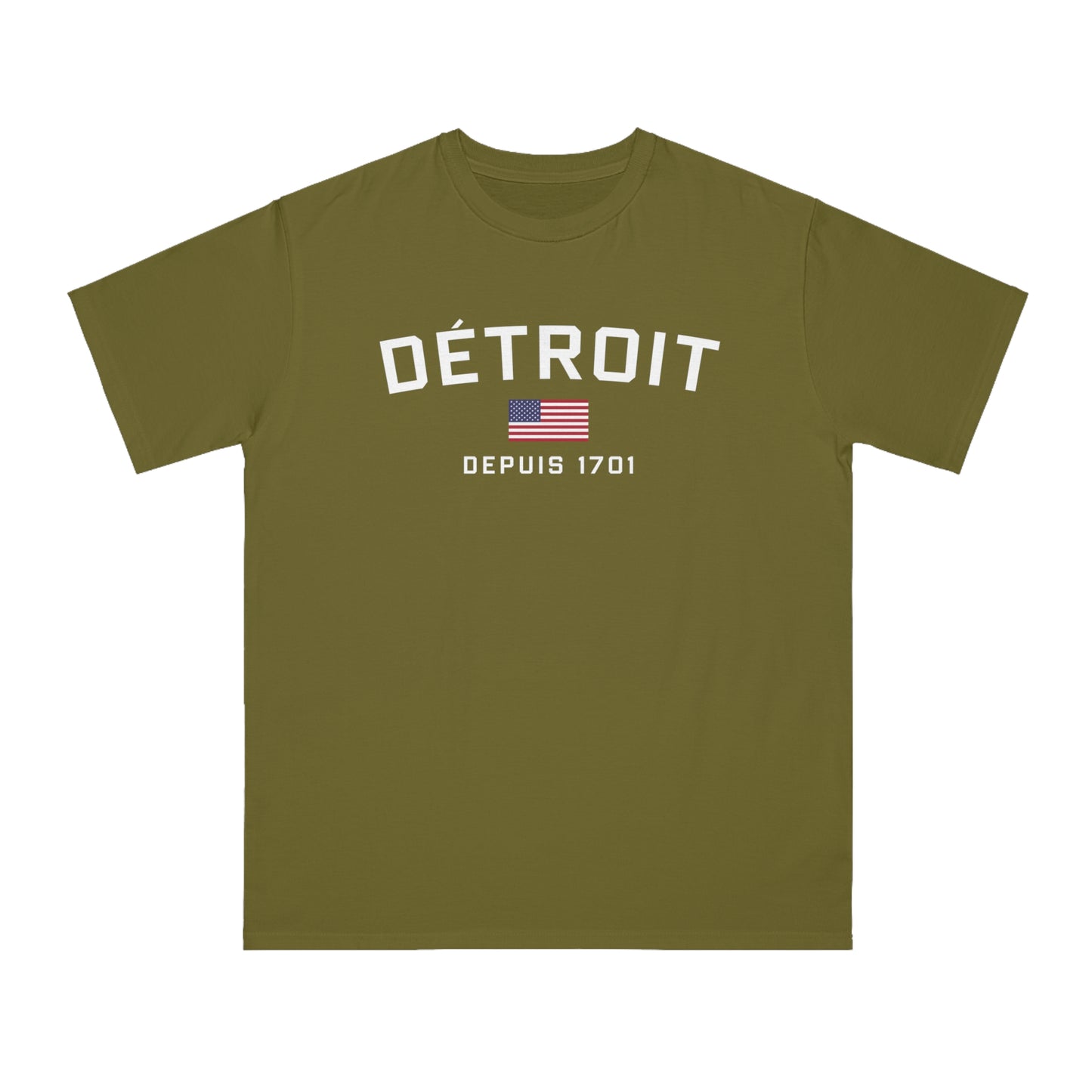 'Détroit Depuis 1701' T-Shirt (w/USA Flag) | Unisex Organic