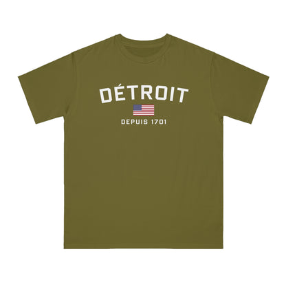 'Détroit Depuis 1701' T-Shirt (w/USA Flag) | Unisex Organic