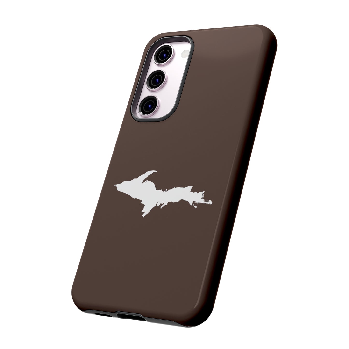 Michigan Upper Peninsula Tough Phone Case (Hickory Color w/ UP Outline) | Samsung & Pixel Android