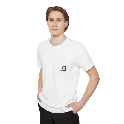 Detroit 'Old English D' Pocket T-Shirt (Army Green) | Unisex Standard