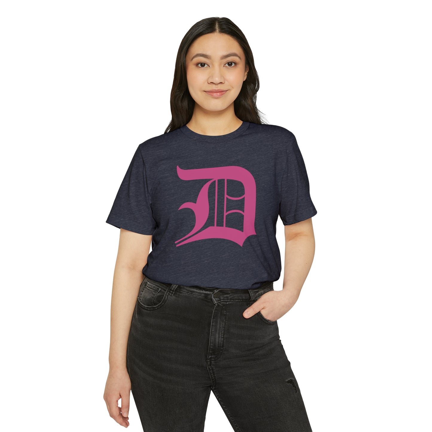 Detroit 'Old English D' T-Shirt (Apple Blossom Pink) | Unisex Recycled Organic