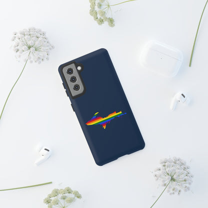 Michigan Upper Peninsula Tough Phone Case (Navy w/ UP Pride Flag Outline) | Samsung & Pixel Android