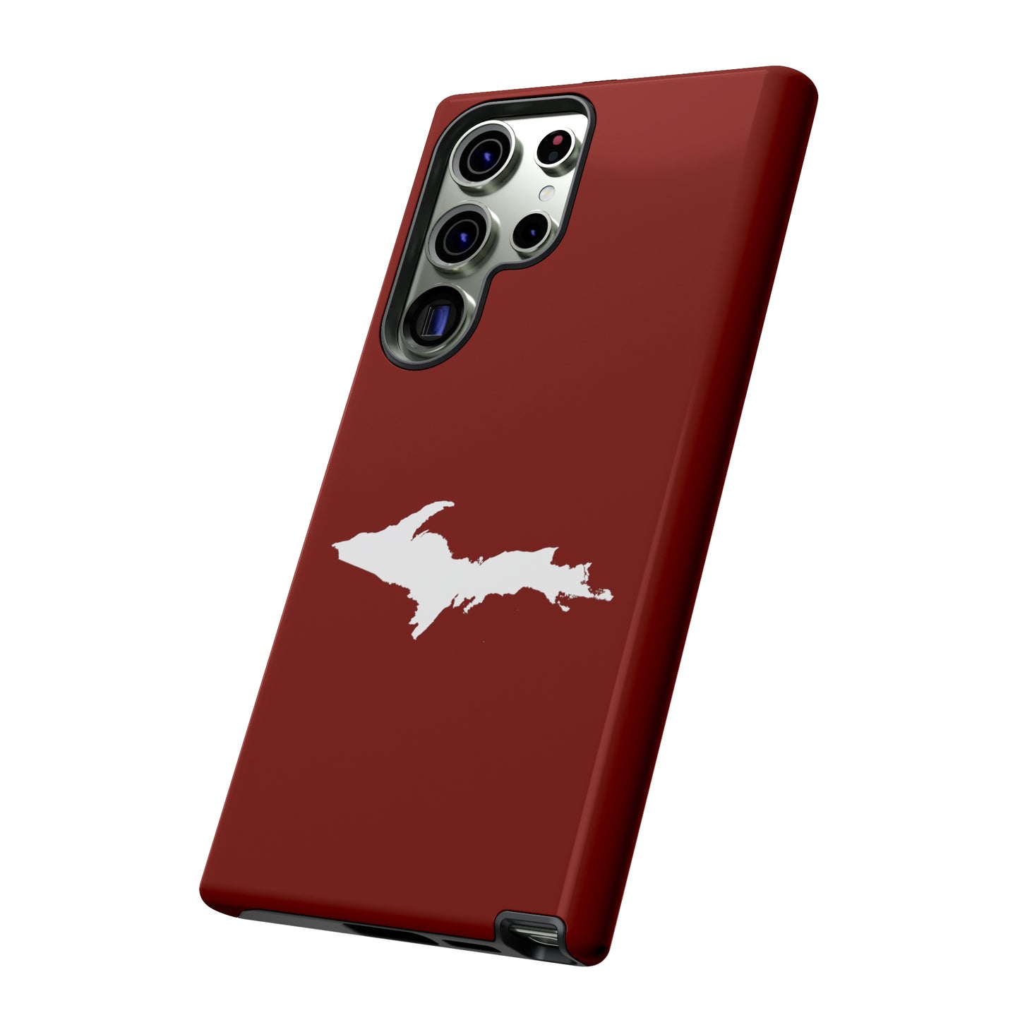 Michigan Upper Peninsula Tough Phone Case (Traverse Cherry Red w/ UP Outline) | Samsung & Pixel Android