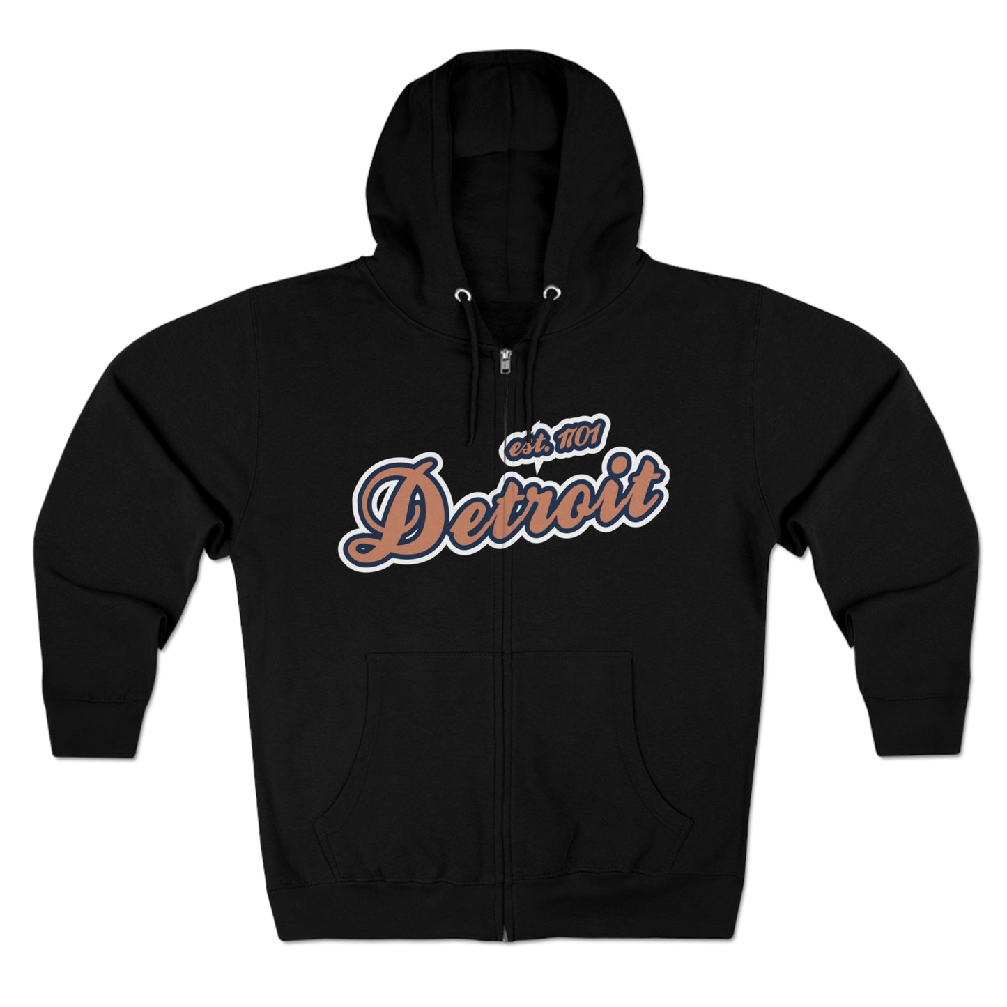 'Detroit EST 1701' Hoodie (Copper Script Font) | Unisex Full Zip