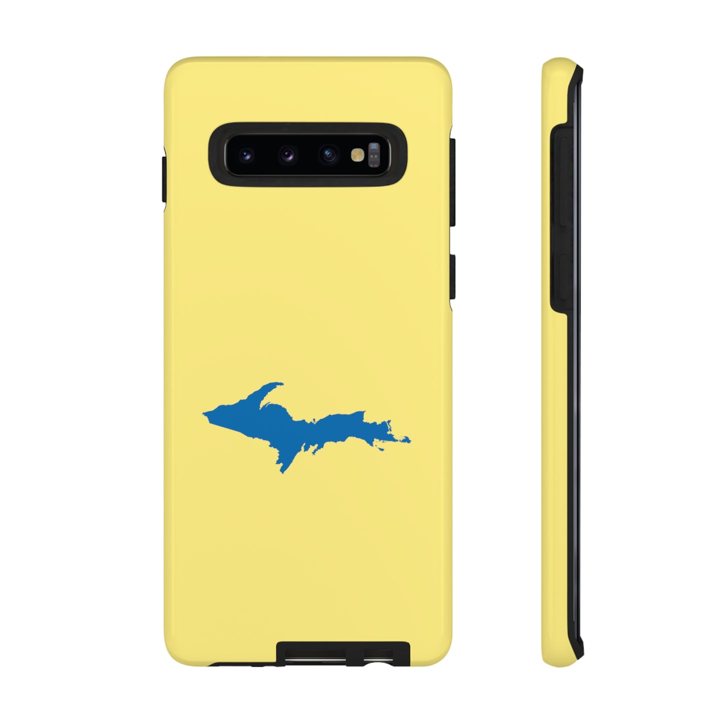 Michigan Upper Peninsula Tough Phone Case (Yellow Cherry w/ Azure UP Outline) | Samsung & Pixel Android