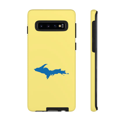 Michigan Upper Peninsula Tough Phone Case (Yellow Cherry w/ Azure UP Outline) | Samsung & Pixel Android