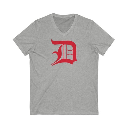 Detroit 'Old English D' T-Shirt (Aliform Red) | Unisex V-Neck