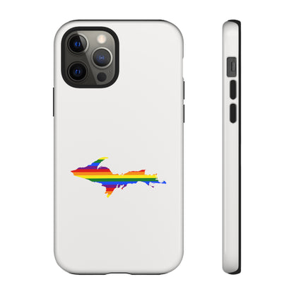 Michigan Upper Peninsula Tough Phone Case (Birch Bark White w/ UP Pride Flag Outline) | Apple iPhone