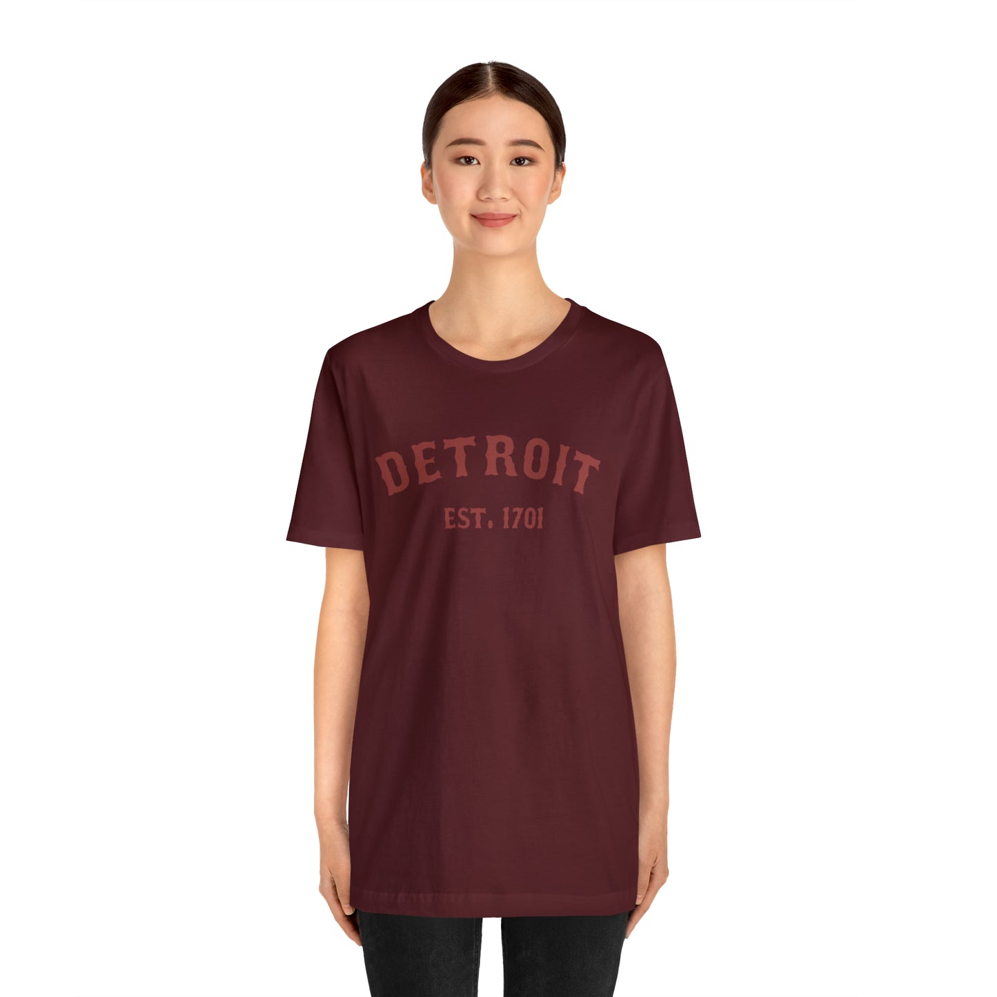 Detroit EST. 1701' T-Shirt (Ore Dock Red Ballpark Font) | Unisex Standard