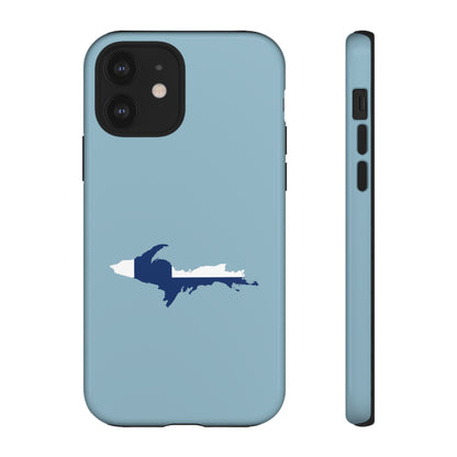 Michigan Upper Peninsula Tough Phone Case (Opal Blue w/ UP Finland Flag Outline) | Apple iPhone