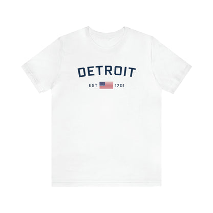 'Detroit EST 1701' T-Shirt (w/ USA Flag Outline) | Unisex Standard Fit