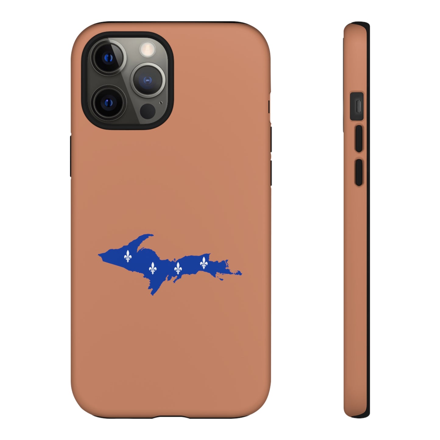 Michigan Upper Peninsula Tough Phone Case (Copper Color w/ UP Quebec Flag Outline) | Apple iPhone