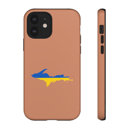 Michigan Upper Peninsula Tough Phone Case (Copper Color w/ UP Ukraine Flag Outline) | Apple iPhone