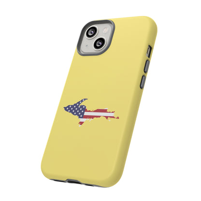 Michigan Upper Peninsula Tough Phone Case (Yellow Cherry Color w/ UP USA Outline) | Apple iPhone