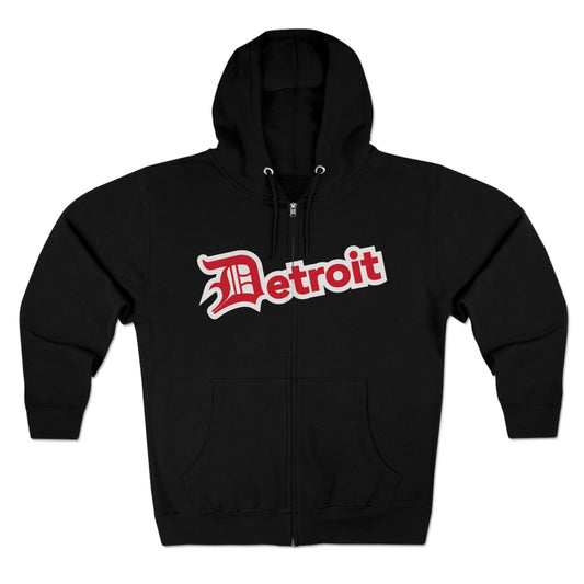 'Detroit' Hoodie (Aliform Red w/ Old English 'D') | Unisex Full Zip