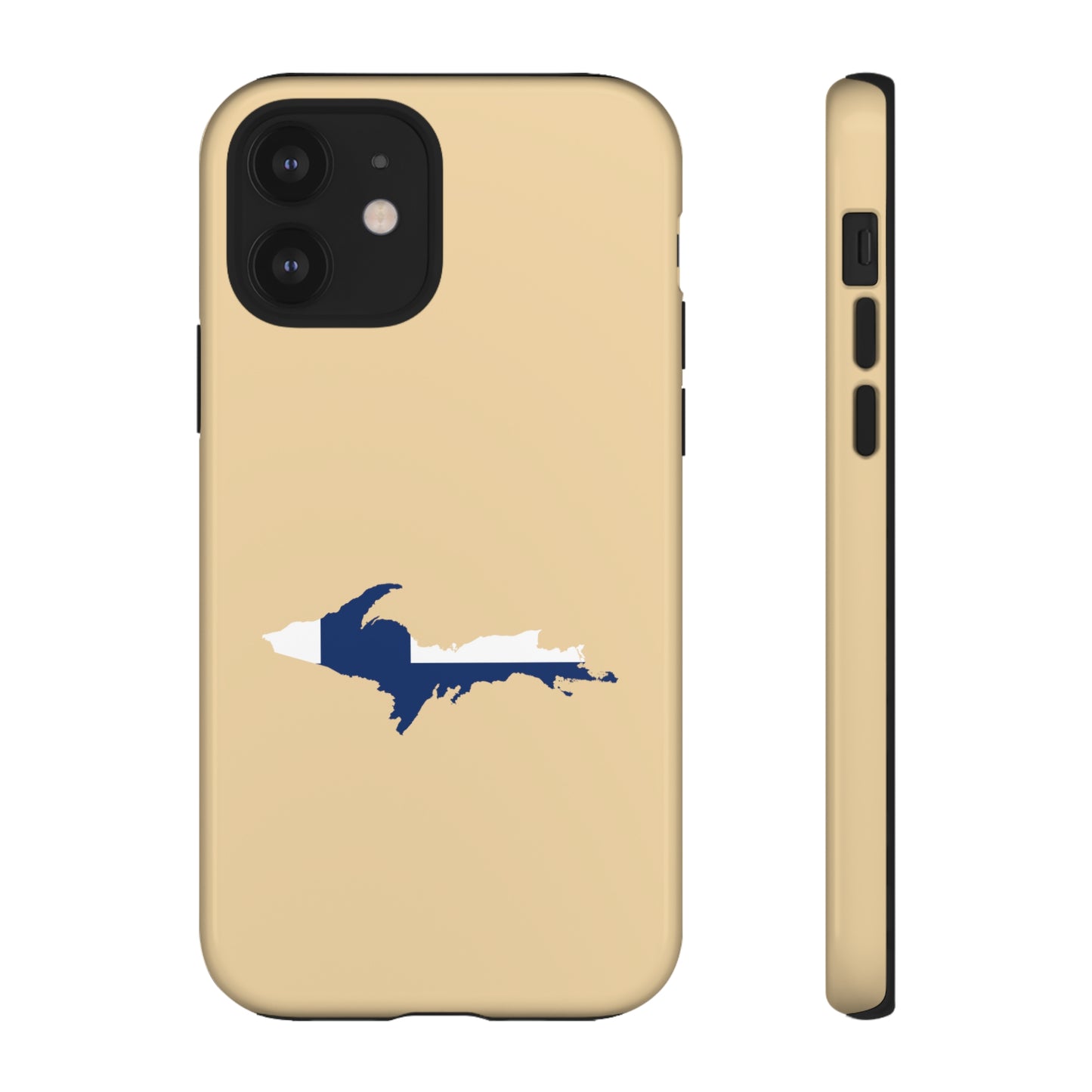 Michigan Upper Peninsula Tough Phone Case (Maple Color w/ UP Finland Flag Outline) | Apple iPhone