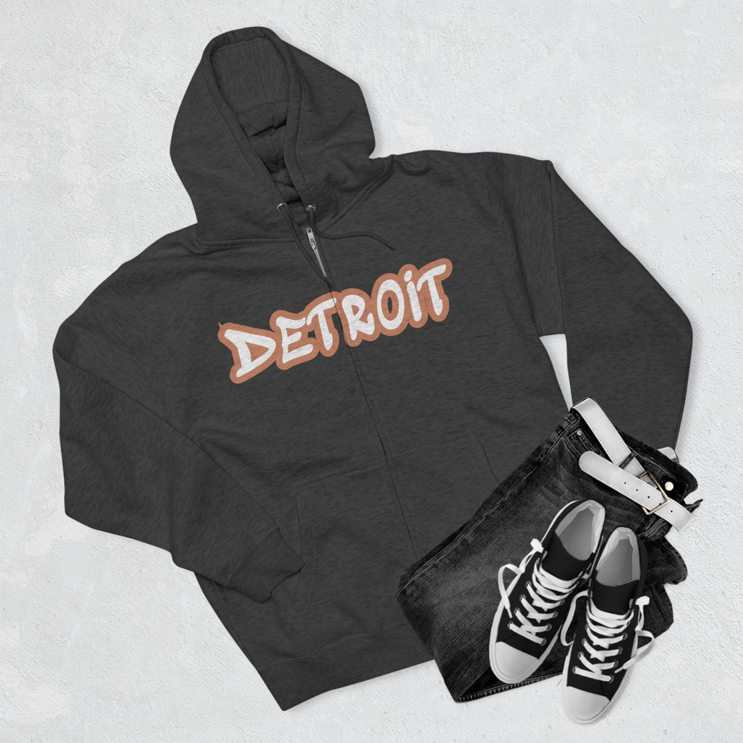 'Detroit' Hoodie (Copper Tag Font) | Unisex Full Zip