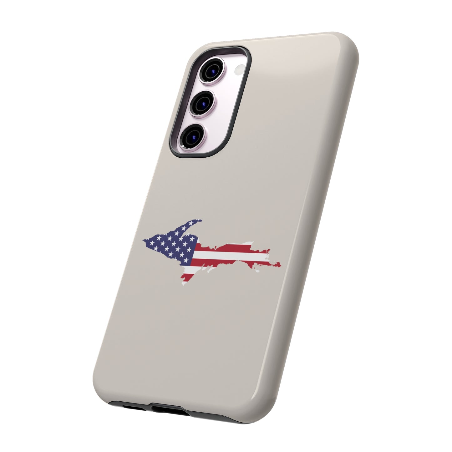 Michigan Upper Peninsula Tough Phone Case (Canvas Color w/ UP USA Flag Outline) | Samsung & Pixel Android