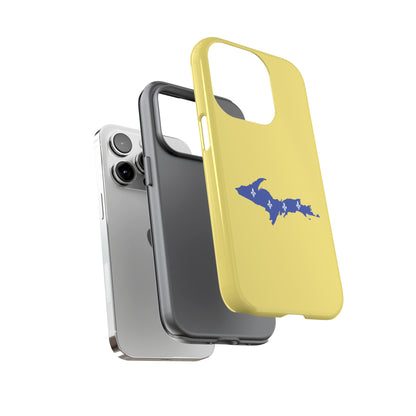 Michigan Upper Peninsula Tough Phone Case (Yellow Cherry Color w/ UP Quebec Flag Outline) | Apple iPhone