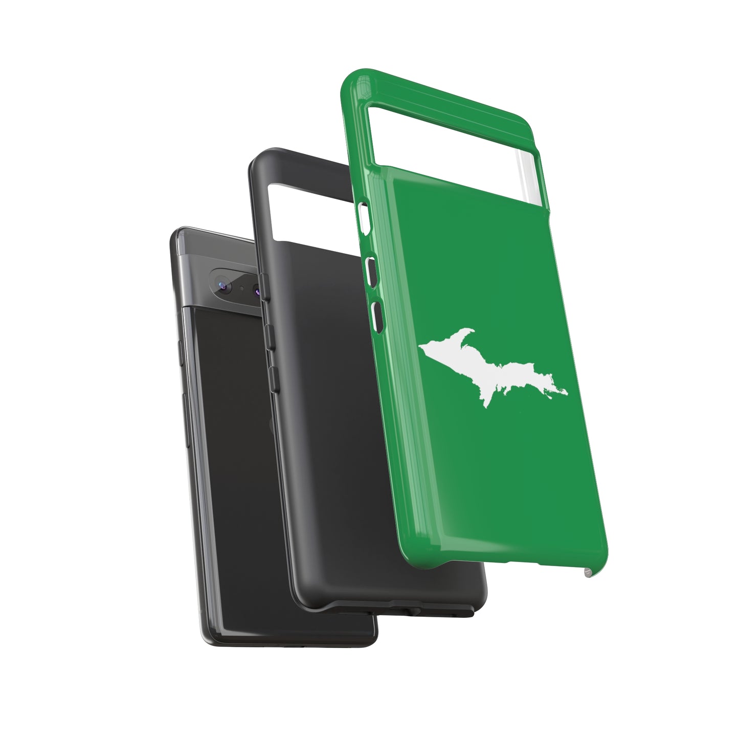 Michigan Upper Peninsula Tough Phone Case (Mackinac Bridge Green w/ UP Outline) | Samsung & Pixel Android