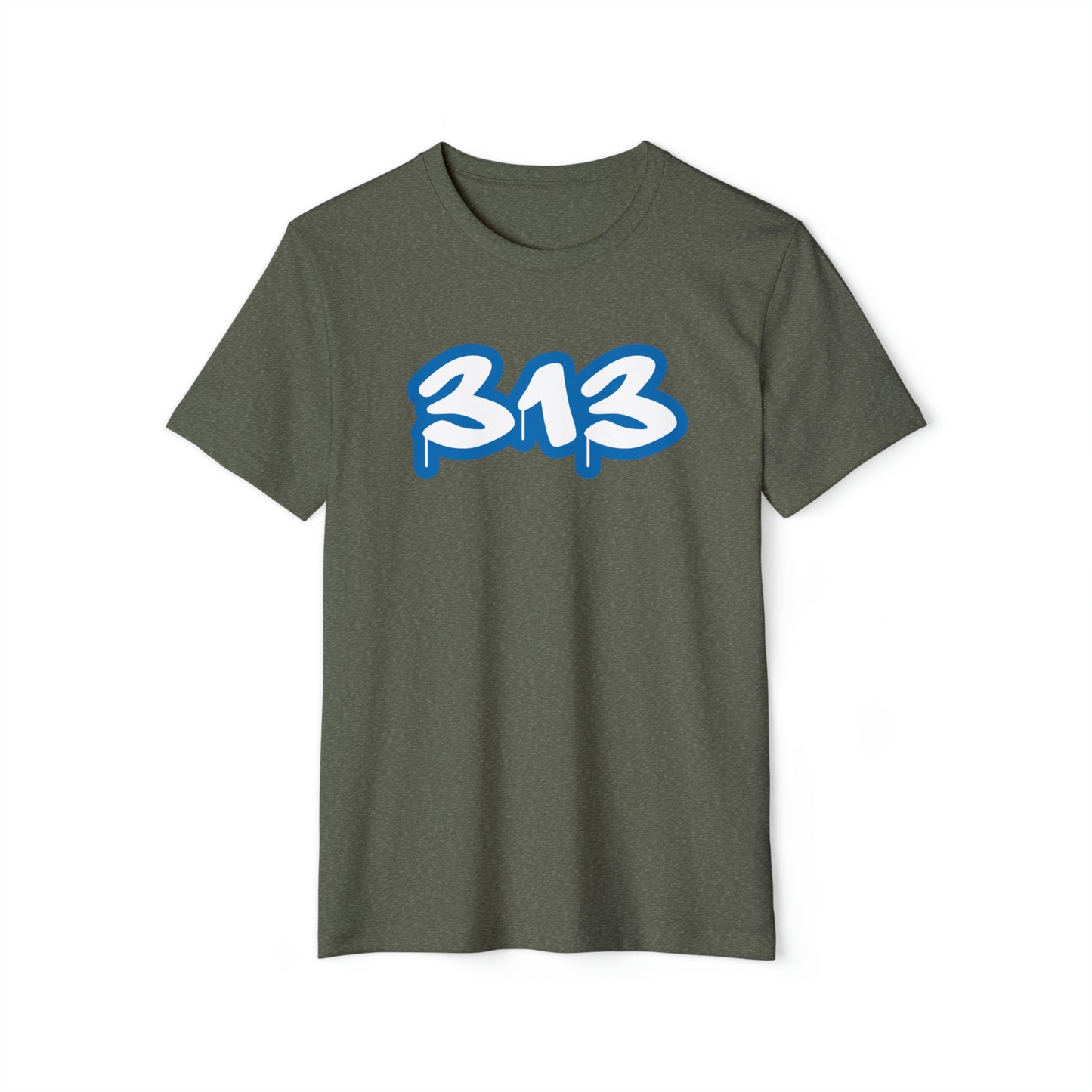 Detroit '313' T-Shirt (Azure Tag Font) | Unisex Recycled Organic