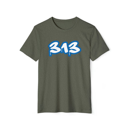 Detroit '313' T-Shirt (Azure Tag Font) | Unisex Recycled Organic