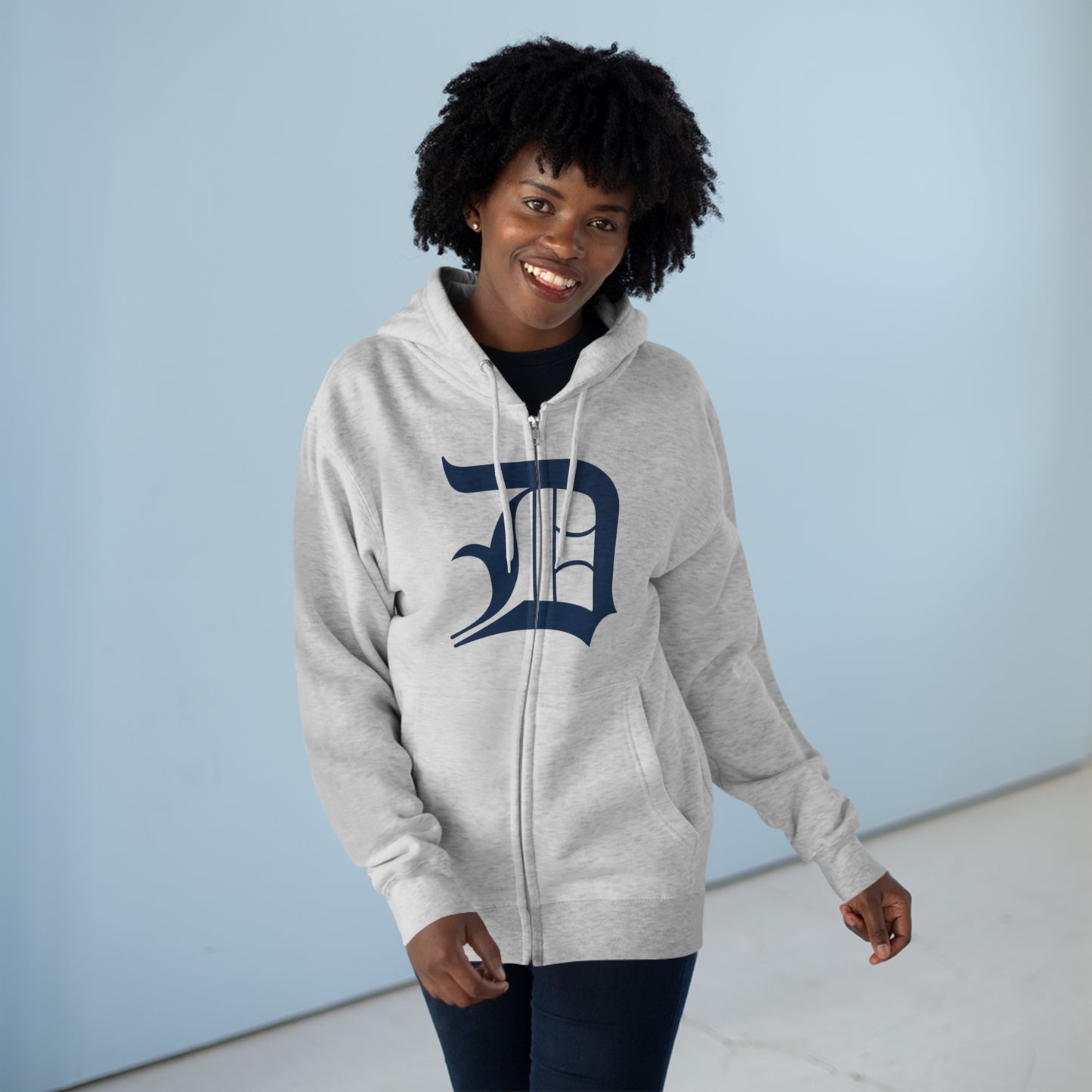 Detroit 'Old English D' Hoodie (Full-Body 'D') | Unisex Full Zip