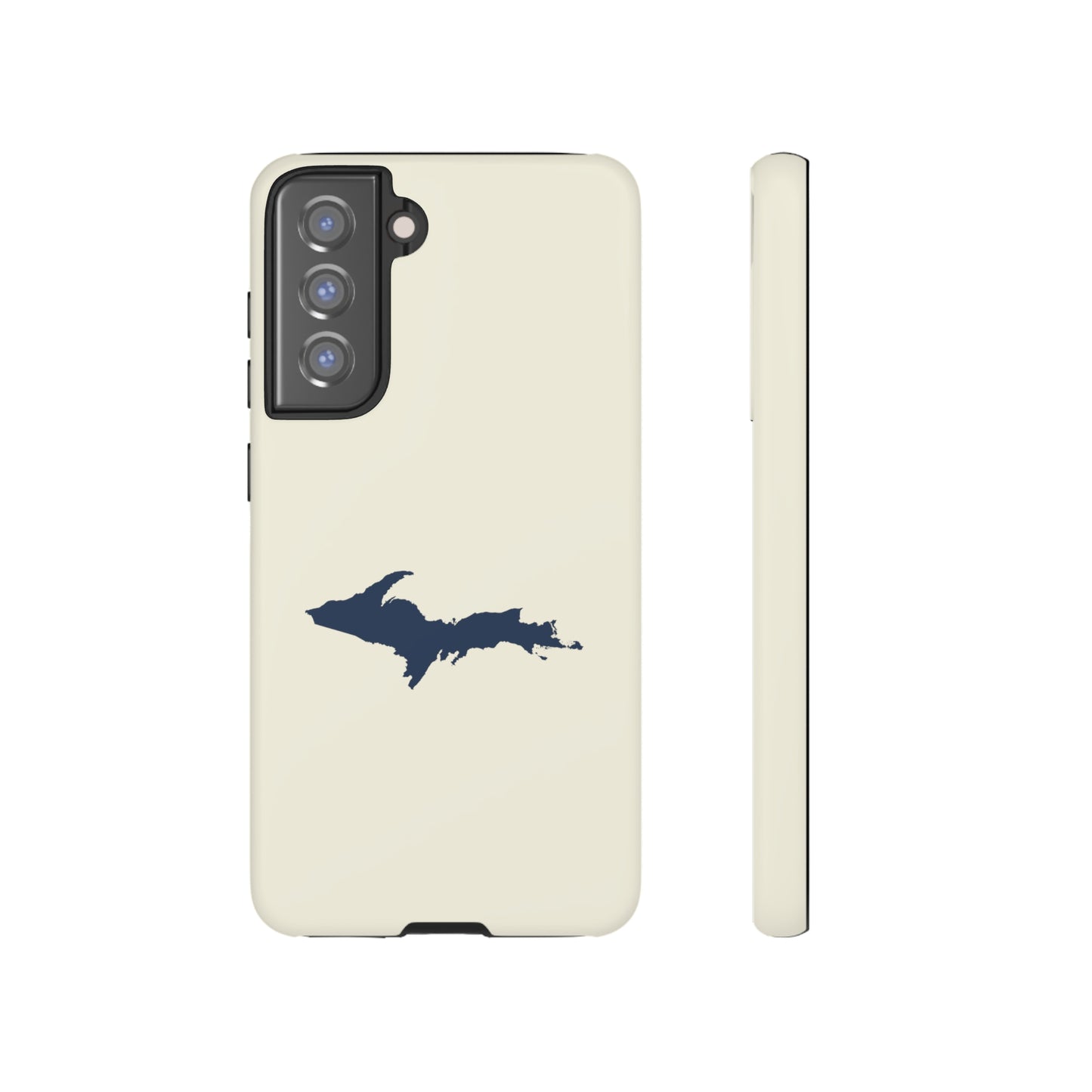 Michigan Upper Peninsula Tough Phone Case (Ivory w/ Navy UP Outline) | Samsung & Pixel Android