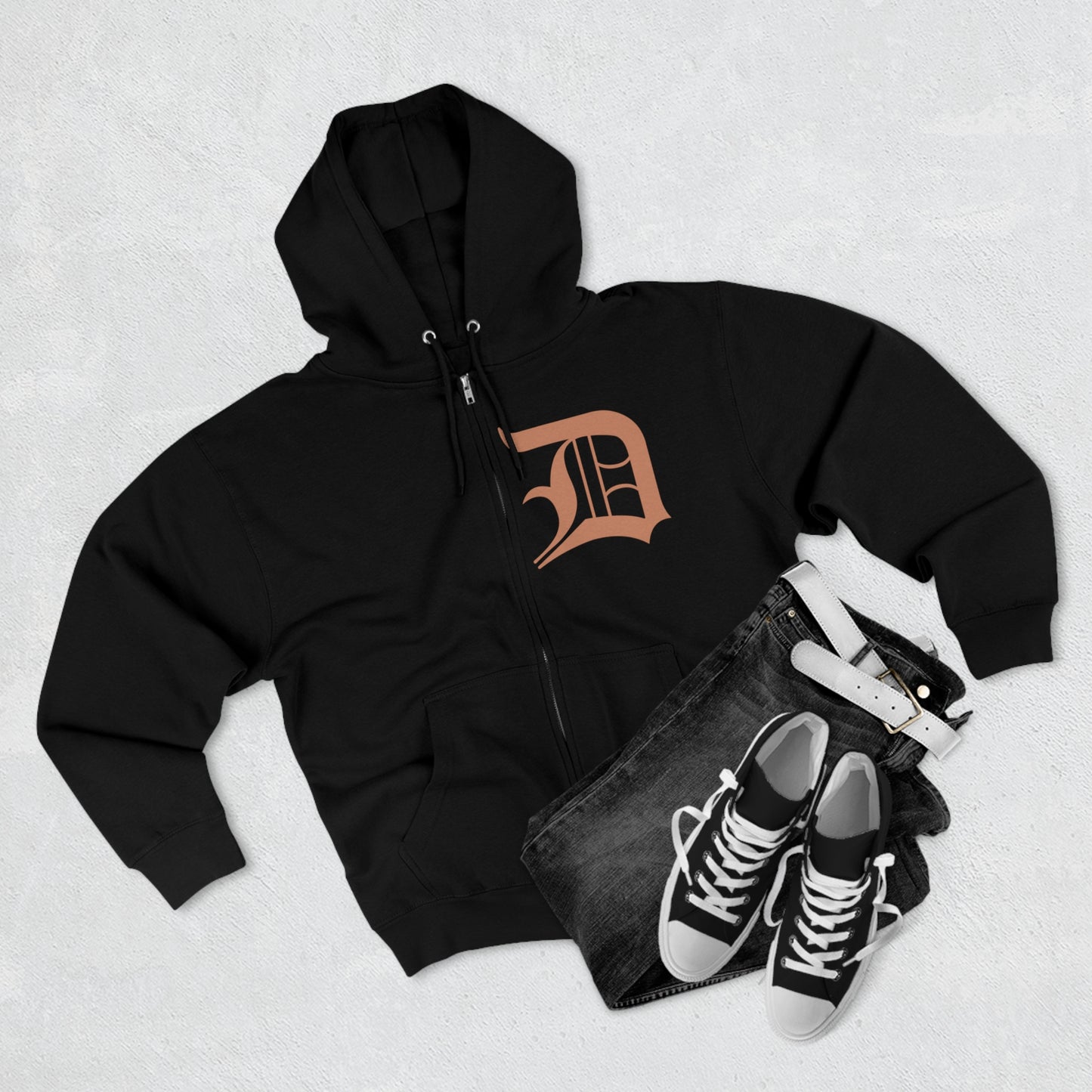 Detroit 'Old English D' Hoodie (Copper Color) | Unisex Full Zip